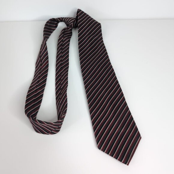 Balmain Paris Vintage 90s Silk Bloke Blokecore Striped Tie - Picture 3 of 5